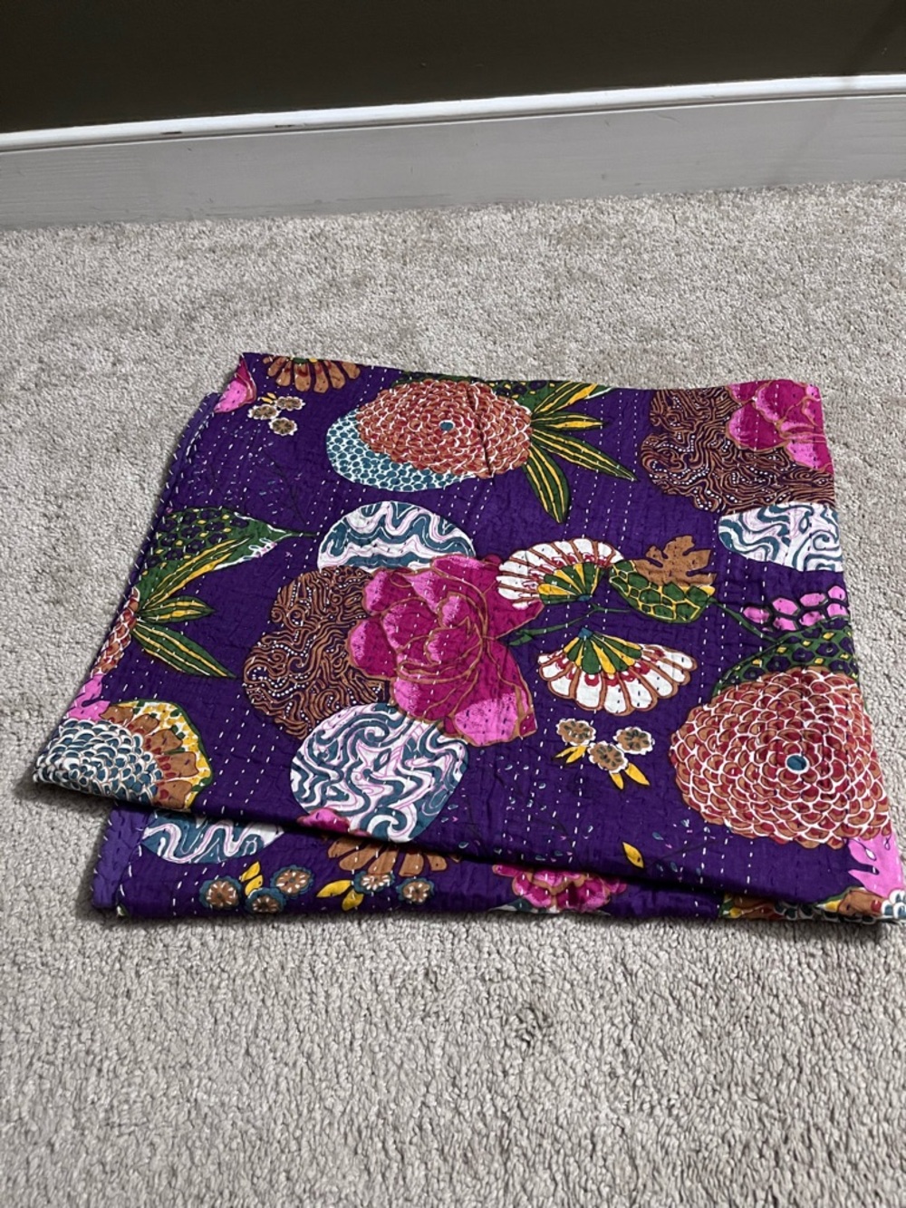 Karma Living Floral Kantha Tapestry Quilt